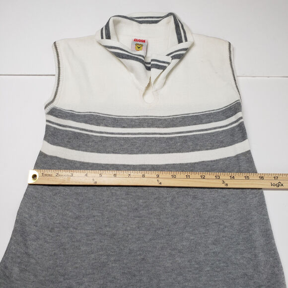 Vintage Knit Sleeveless Polo Shirt Womens Medium Gray Golf Tennis Prep Preppy - Picture 6 of 14